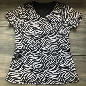 Zebra print scrub top